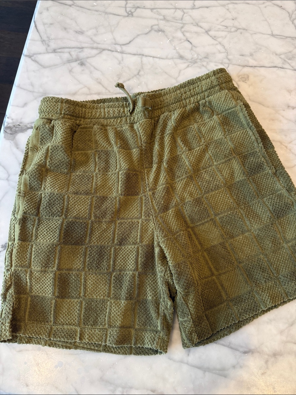 Forever 21 Kids Olive Green Check Terry Shorts 13/14